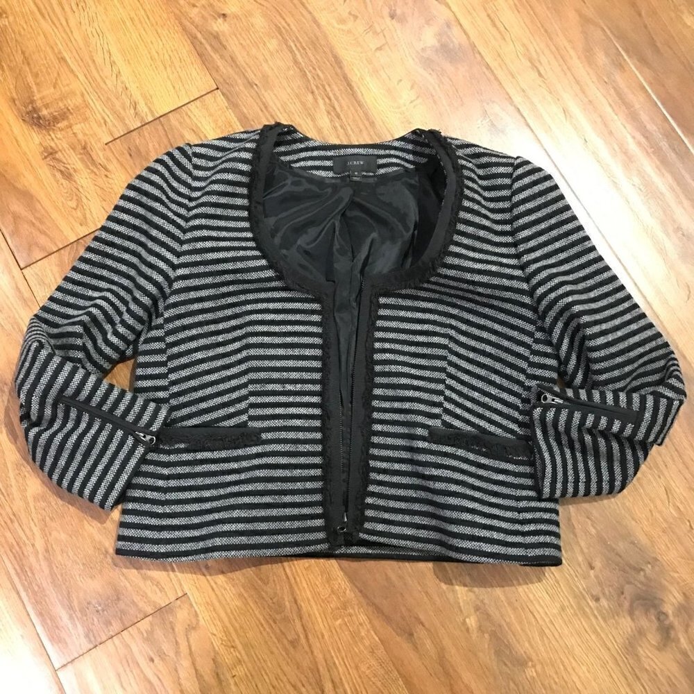 Jcrew striped tweed zip up Blazer